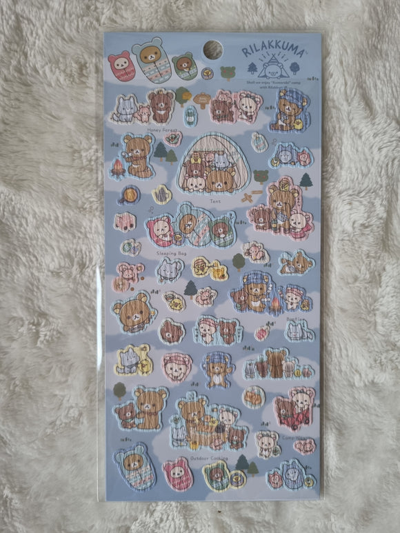 San-X Rilakkuma, Komorebi Camp, Textured Sticker Set